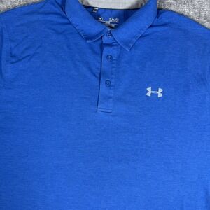 Under‎ Armour HeatGear Polo Shirt Men's XL Blue Loose Short Sleeve